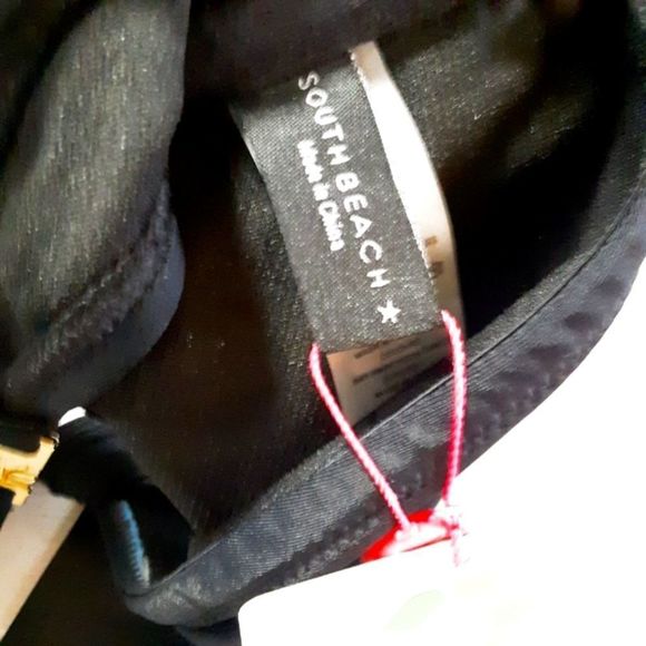 South beach mix and match knot bandeau bikini top size 4 small black - Picture 3 of 5